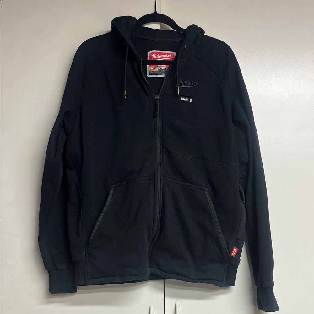 Milwaukee M12 Heated Gear Heavy Zip Up Hoodie for Men, Black, Size Large